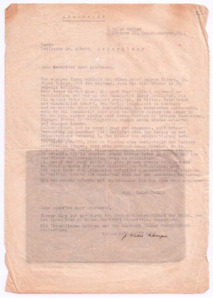 Abschrift eines Briefes von Helga Meiner an Albert Schweitzer, angefertigt und kommentiert von Paul Haupt