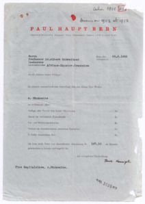 Brief von Paul Haupt an Albert Schweitzer