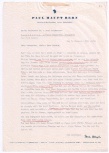 Brief von Paul Haupt an Albert Schweitzer