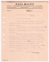 Brief von Paul Haupt an Emmy Martin