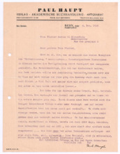 Brief von Paul Haupt an Emmy Martin