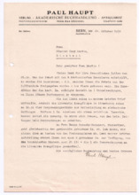 Brief von Paul Haupt an Emmy Martin