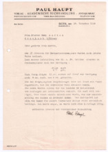 Brief von Paul Haupt an Emmy Martin