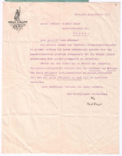 Brief von Paul Haupt an Pfarrer Hans Baur