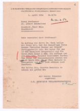 Brief von Georg Sund an Albert Schweitzer