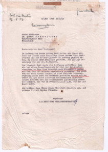 Brief von Georg Sund an Albert Schweitzer