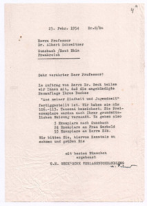 Brief von Georg Sund an Albert Schweitzer