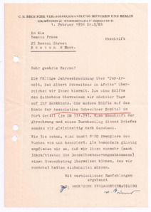 Brief von Georg Sund an The Beacon Press