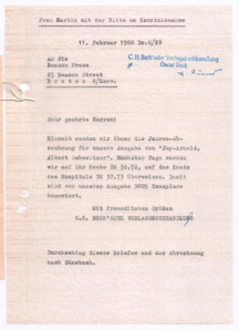 Brief von Georg Sund an The Beacon Press