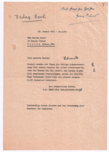 Brief von Georg Sund an The Beacon Press