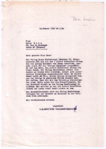 Brief von Georg Sund an Carry Hess