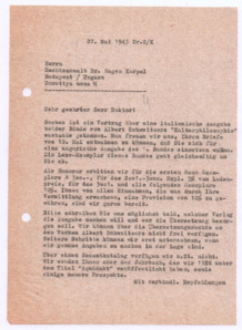 Brief von Georg Sund an Rechtsanwalt Dr. Eugen Kerpel