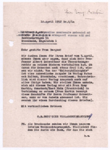 Brief von Georg Sund an Grete Berges