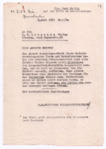 Brief von Georg Sund an den J. F. Lehmanns Verlag