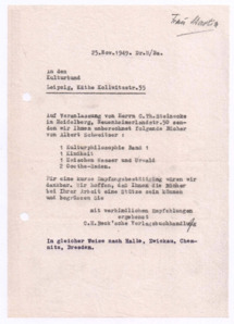Brief von Georg Sund an den Kulturbund