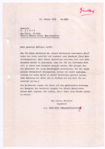 Brief von Georg Sund an Fräulein L. Jaffé