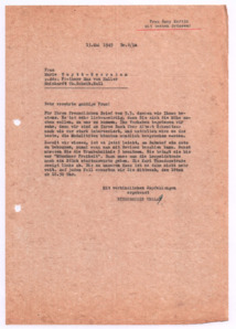 Brief von Georg Sund an Marie Woytt-Secretan