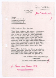Brief von Georg Sund an Paul Gersie
