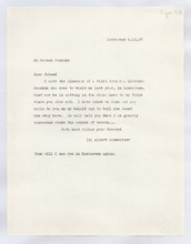 Brief von Albert Schweitzer an Norman Cousins