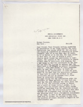 Brief von Albert Schweitzer an Norman Cousins