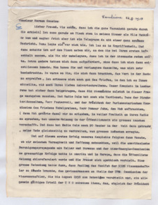 Brief von Albert Schweitzer an Norman Cousins