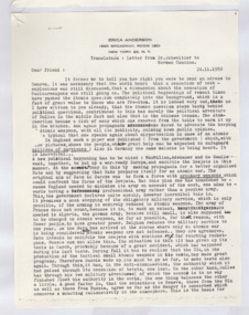 Brief von Albert Schweitzer an Norman Cousins