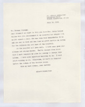 Brief von Albert Schweitzer an Norman Cousins
