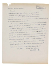 Brief von Albert Schweitzer an Norman Cousins