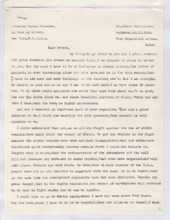 Brief von Albert Schweitzer an Norman Cousins