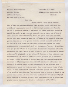 Brief von Albert Schweitzer an Norman Cousins