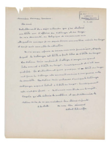 Brief von Albert Schweitzer an Norman Cousins