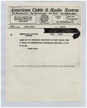 Telegramm von Norman Cousins an Albert Schweitzer