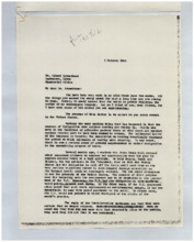 Brief von Norman Cousins an Albert Schweitzer