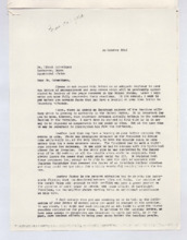 Brief von Norman Cousins an Albert Schweitzer