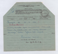 Telegramm von Norman Cousins an Albert Schweitzer