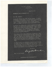 Brief von Dwight D. Eisenhower an Norman Cousins