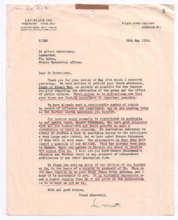 Brief von John. D. Newth an Albert Schweitzer