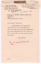 Brief von John. D. Newth an Albert Schweitzer