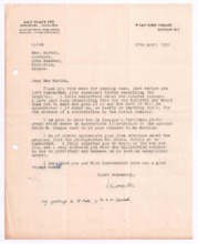 Brief von John. D. Newth an Emmy Martin