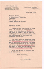 Brief von John. D. Newth an Ali Silver