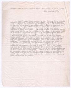 Brief von Albert Schweitzer an John D. Newth