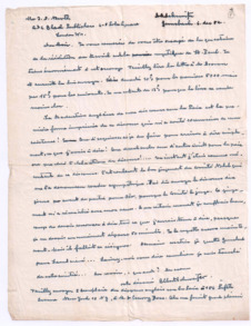 Brief von Albert Schweitzer an John D. Newth