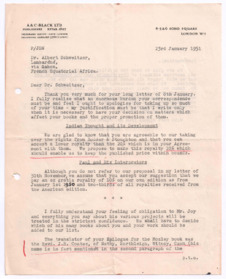 Brief von John. D. Newth an Albert Schweitzer