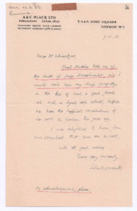 Brief von John. D. Newth an Albert Schweitzer