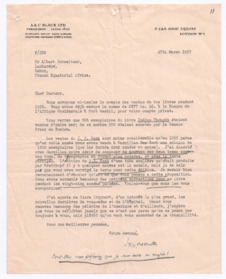 Brief von John. D. Newth an Albert Schweitzer