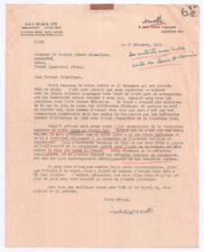 Brief von John. D. Newth an Albert Schweitzer