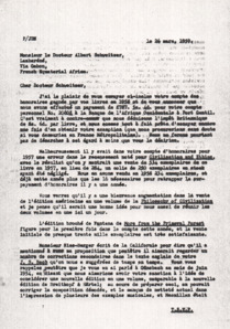 Brief von John. D. Newth an Albert Schweitzer