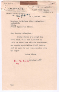 Brief von John. D. Newth an Albert Schweitzer