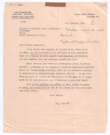 Brief von John. D. Newth an Albert Schweitzer
