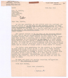 Brief von John. D. Newth an Emmy Martin